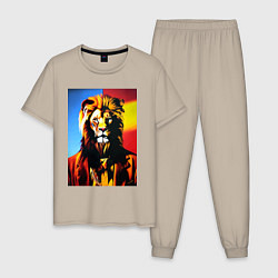 Мужская пижама Модный лев - нейросеть - мода