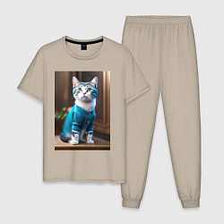 Мужская пижама Кот в голубом костюме