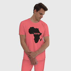 Пижама хлопковая мужская Africa home, цвет: коралловый — фото 2