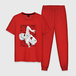 Пижама хлопковая мужская Дэндзи человек-бензопила демон, цвет: красный