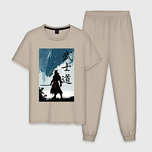 Мужская пижама Бусидо - кодекс самурая - Япония / Миндальный – фото 1