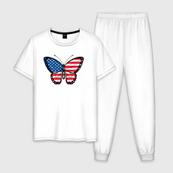 Пижама хлопковая мужская США бабочка, цвет: белый