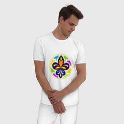 Пижама хлопковая мужская Гербовая лилия в цветовой абстракции, цвет: белый — фото 2