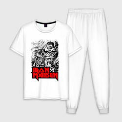Пижама хлопковая мужская Iron Maiden eyes, цвет: белый