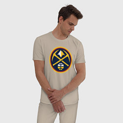 Пижама хлопковая мужская Denver Nuggets logo, цвет: миндальный — фото 2