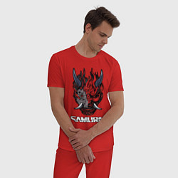 Пижама хлопковая мужская Samurai logo, цвет: красный — фото 2