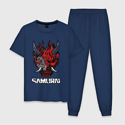 Пижама хлопковая мужская Samurai logo, цвет: тёмно-синий