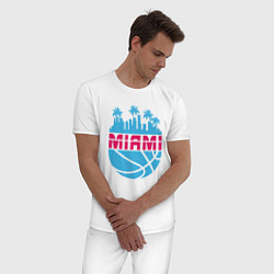 Пижама хлопковая мужская Miami city, цвет: белый — фото 2