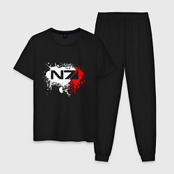 Пижама хлопковая мужская Mass Effect N7 - shooter - logo, цвет: черный