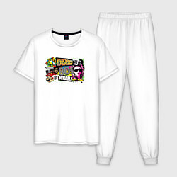 Пижама хлопковая мужская 80s, цвет: белый