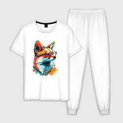 Пижама хлопковая мужская Wise Fox, цвет: белый