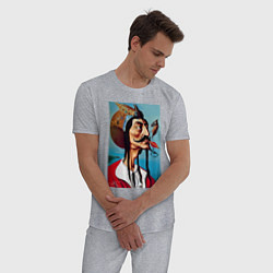 Пижама хлопковая мужская Портрет Сальвадора Дали - нейросеть, цвет: меланж — фото 2