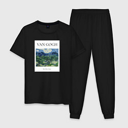 Пижама хлопковая мужская Ван Гог Van Gogh The Olive Trees, цвет: черный
