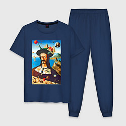 Пижама хлопковая мужская Нейросеть рисует Сальвадора Дали, цвет: тёмно-синий