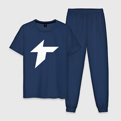 Пижама хлопковая мужская Thunder awaken logo, цвет: тёмно-синий