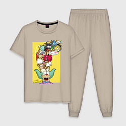 Пижама хлопковая мужская Симпсоны - Красти, цвет: миндальный