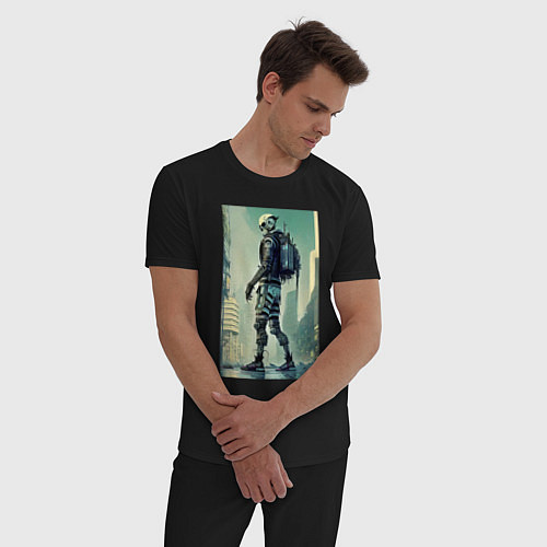 Мужская пижама Skeleton - cyberpunk - metropolis / Черный – фото 3