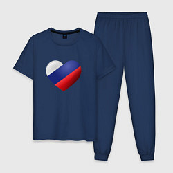 Мужская пижама Флаг России в сердце