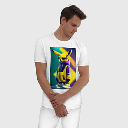 Пижама хлопковая мужская Модный пикачу, цвет: белый — фото 2