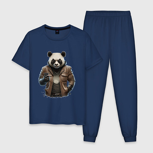 Мужская пижама Крутая панда / Тёмно-синий – фото 1