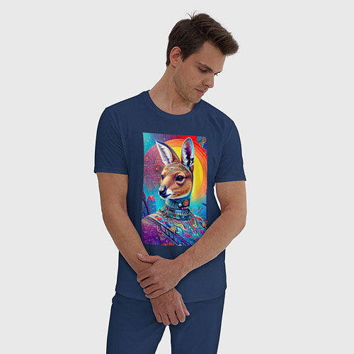 Мужская пижама Кенгуру в модном френче - нейросеть / Тёмно-синий – фото 3