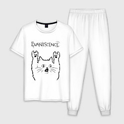 Пижама хлопковая мужская Evanescence - rock cat, цвет: белый