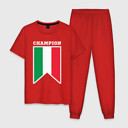 Пижама хлопковая мужская Италия чемпион, цвет: красный