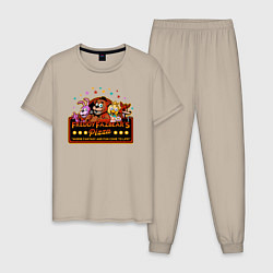 Пижама хлопковая мужская Пиццерия Фредди, цвет: миндальный