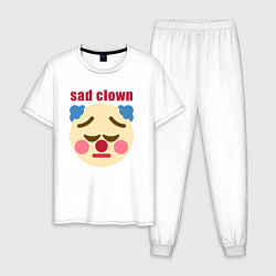 Пижама хлопковая мужская Sad clown, цвет: белый