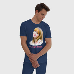 Пижама хлопковая мужская Lisa Blackpink, цвет: тёмно-синий — фото 2
