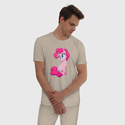 Пижама хлопковая мужская Пинки Пай, цвет: миндальный — фото 2