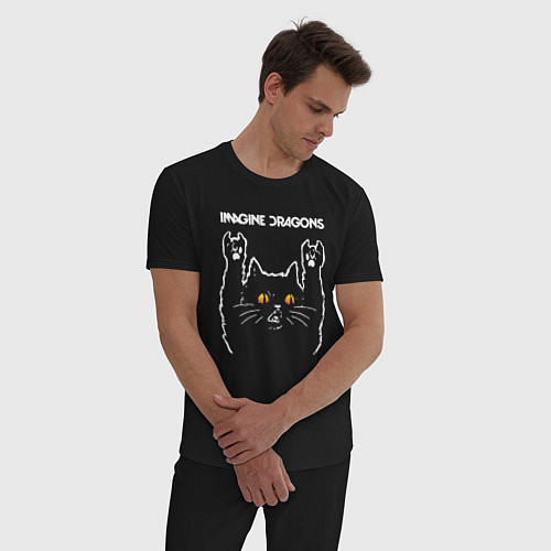 Мужская пижама Imagine Dragons rock cat / Черный – фото 3