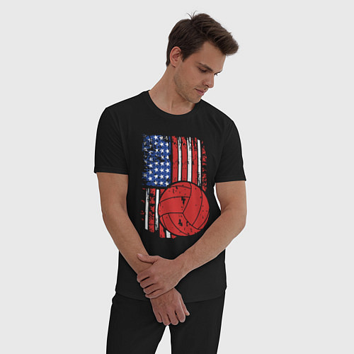 Мужская пижама Volleyball USA / Черный – фото 3