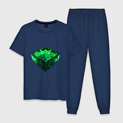 Пижама хлопковая мужская Куб из зелёного кристалла, цвет: тёмно-синий