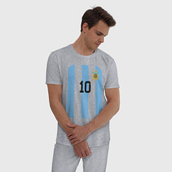 Пижама хлопковая мужская Месси сборная Аргентины ЧМ 2022, цвет: меланж — фото 2