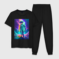 Пижама хлопковая мужская Сон астронавта - нейросеть, цвет: черный