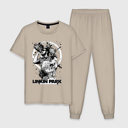 Пижама хлопковая мужская Linkin Park all, цвет: миндальный