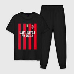 Пижама хлопковая мужская ФК Милан форма 2223 домашняя, цвет: черный