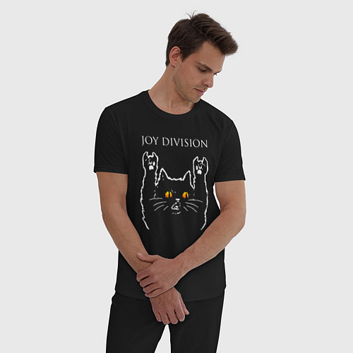 Мужская пижама Joy Division rock cat / Черный – фото 3