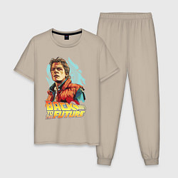 Пижама хлопковая мужская Michael J Fox, цвет: миндальный
