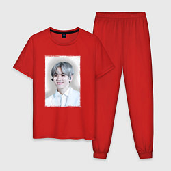 Пижама хлопковая мужская Бэкхён, цвет: красный