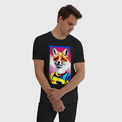 Пижама хлопковая мужская Fox - pop art - fashionista, цвет: черный — фото 2