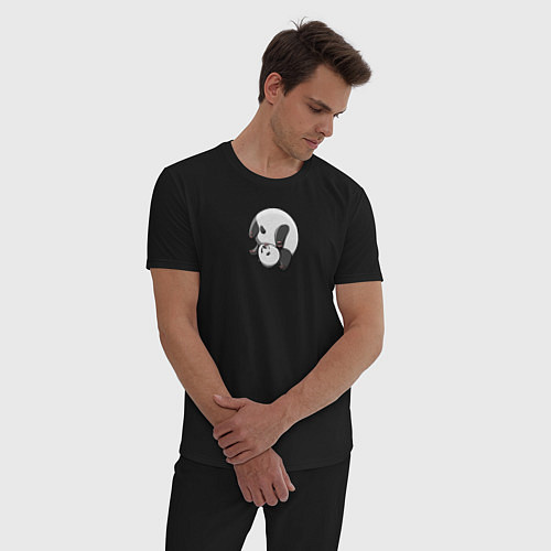 Мужская пижама Панда вверх ногами / Черный – фото 3