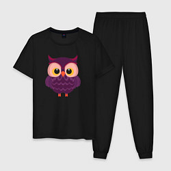 Мужская пижама Сиреневая сова с большими глазами