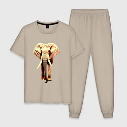 Пижама хлопковая мужская Стройный слон, цвет: миндальный