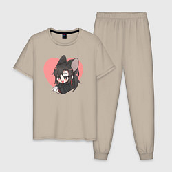 Пижама хлопковая мужская Wei Wuxian heart, цвет: миндальный