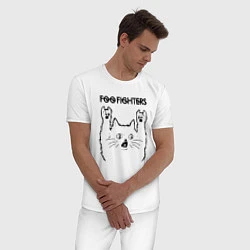 Пижама хлопковая мужская Foo Fighters - rock cat, цвет: белый — фото 2