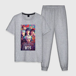 Пижама хлопковая мужская BTS anime kpop, цвет: меланж