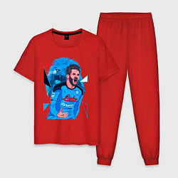 Пижама хлопковая мужская Хвича Кварацхелия Наполи Кварадона, цвет: красный