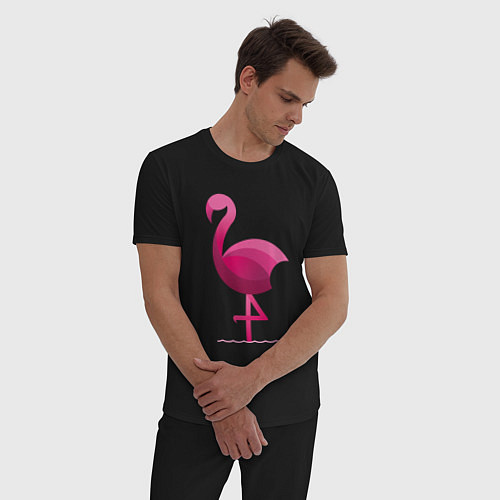 Мужская пижама Фламинго минималистичный / Черный – фото 3